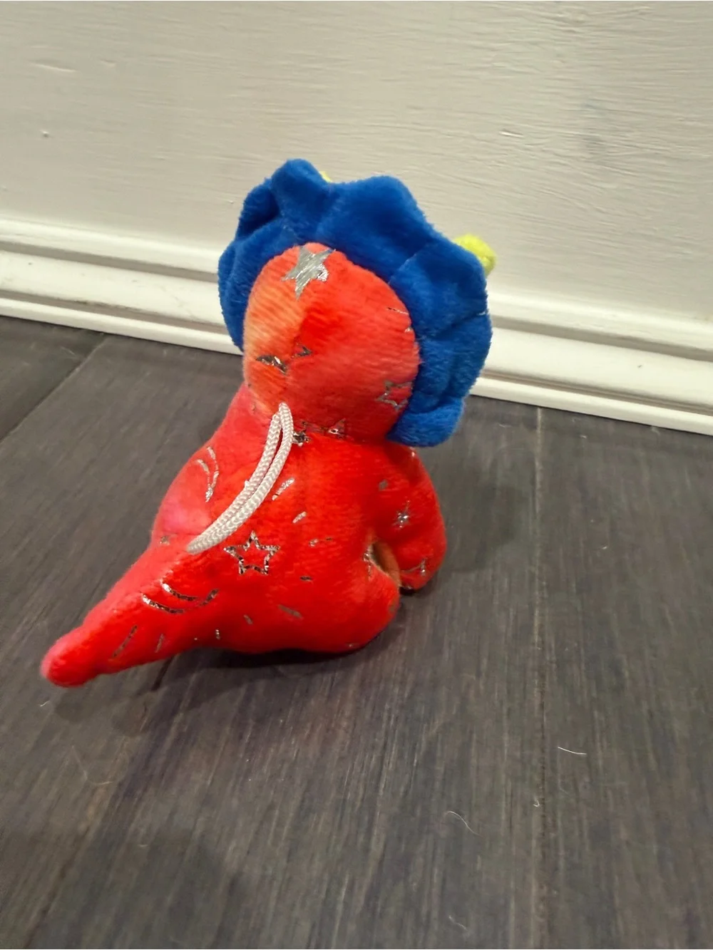 NWOT 4” in Plush Triceratops Stuffed Toy Animal Moon Stars Red and Blue Keychain